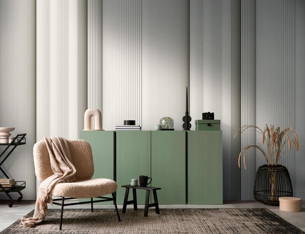 Photo wallpaper 3D look stripes cream beige 39841-1