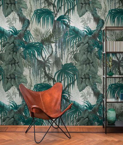 Photo wallpaper jungle trees petrol green 39865-1