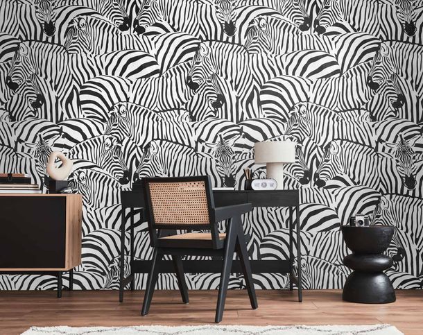 Photo Wallpaper Zebra Exotic Black White 39873-1