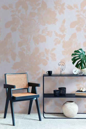 Photo wallpaper floral textile look grey beige 39877-1