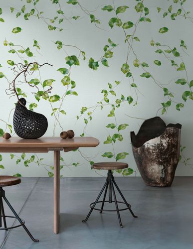 Photo wallpaper ivy leaves pattern blue green 39880-1