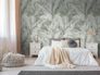 Photo wallpaper textile look leaves green white 39885-1 1