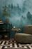 Photo wallpaper forest trees fog green blue 39898-1 1