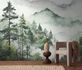 Photo wallpaper landscape watercolour white green 39899-1 1