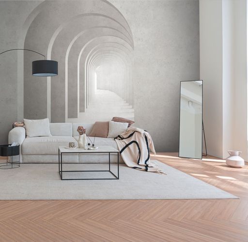 Photo wallpaper concrete look arches grey cream 39916-1