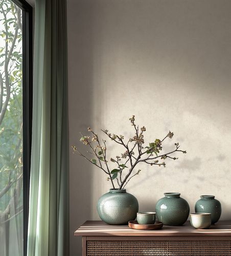 Non-woven wallpaper plaster look cream white gloss 36924-6