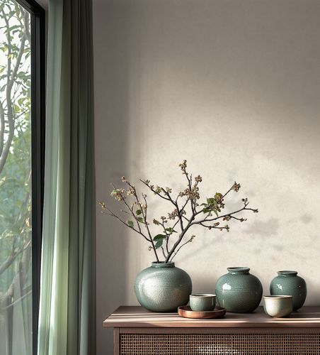 Non-woven wallpaper plaster look cream gloss 36924-7
