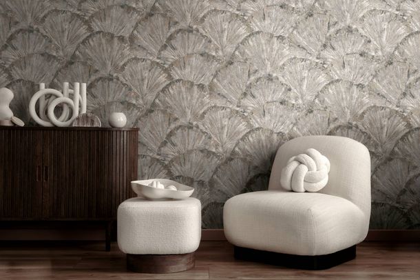 Non-woven wallpaper abstract grey brown cream 78198-1