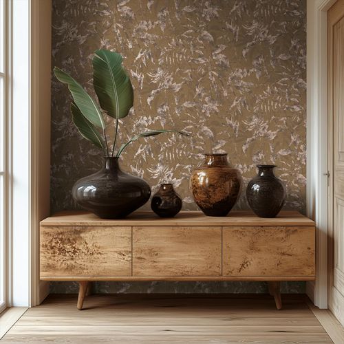 Non-woven wallpaper jungle brown beige metallic 78203-4
