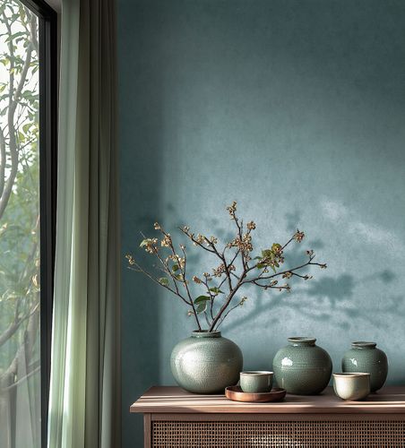 Non-woven wallpaper texture plaster look blue gloss 78227-2