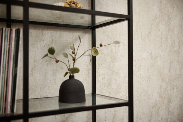 Non-woven wallpaper plaster look grey metallic 78629-1