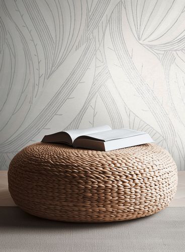 Non-woven wallpaper leaves grey silver metallic 78655-5