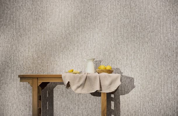 Non-woven wallpaper stone look grey gold metallic 78666-2