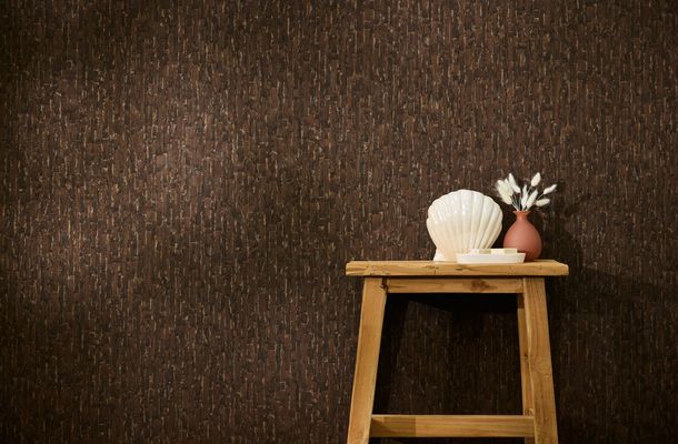Non-woven wallpaper stone look brown black metallic 78666-6