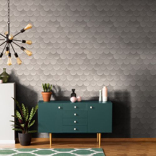 Non-woven wallpaper tile concrete look beige grey 81654