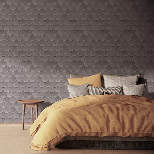 Non-woven wallpaper brick tile concrete look grey 81655