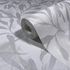 Non-woven wallpaper floral leaves white grey metallic 82439 3