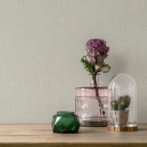 Non-woven wallpaper plain texture cream light green 82448