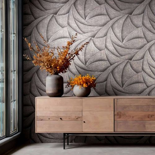 Non-woven wallpaper graphic grey silver metallic 35505