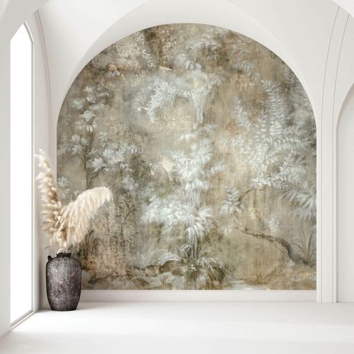 Photo wallpaper non-woven floral tropical beige grey 35095