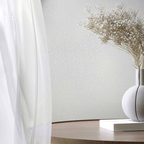 Non-woven wallpaper textile look white cream metallic 35115