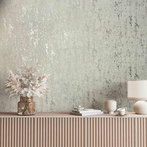 Non-woven wallpaper concrete look grey beige silver 35123