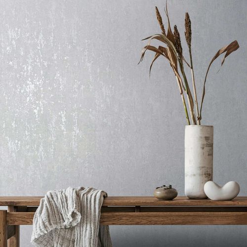 Non-woven wallpaper concrete look shabby white gloss 35126