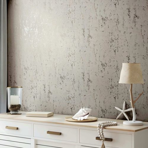 Non-woven wallpaper concrete look beige grey gold 35127