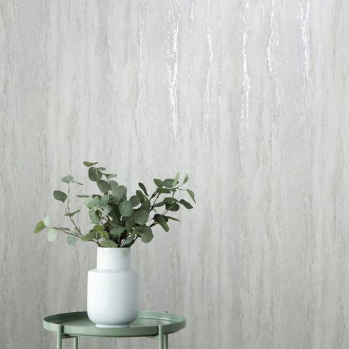 Non-woven wallpaper concrete look white grey gloss 35153