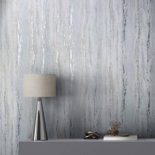 Non-woven wallpaper concrete look grey blue silver 35160