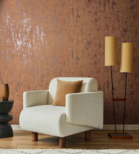 Non-woven wallpaper concrete look brown silver 35163