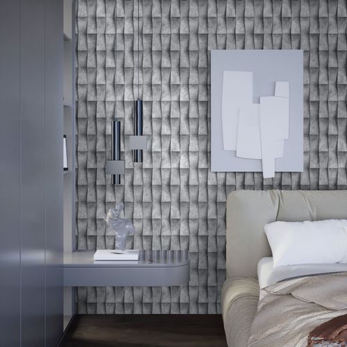 Non-woven wallpaper concrete look graphic grey 81649