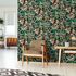 Non-woven wallpaper Tropical Floral Black Green Pink 81685 3