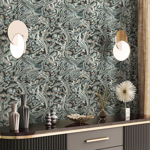 Non-woven wallpaper stone look abstract grey beige 81691