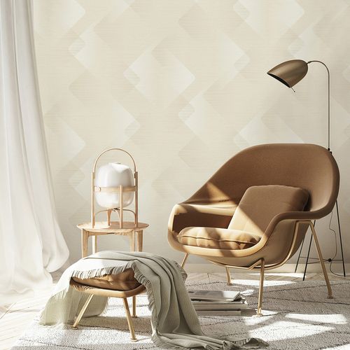 Non-woven wallpaper graphic cream beige glitter 10479-02