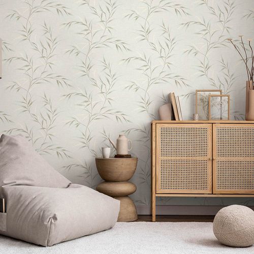 Wallpaper Guido Maria Kretschmer Leaves Cream Turquoise