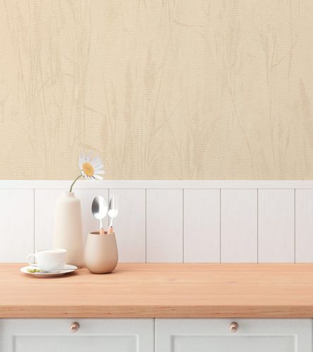 Non-woven wallpaper floral cream beige metallic 79094-4