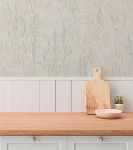 Non-woven wallpaper floral grey green metallic 79094-5