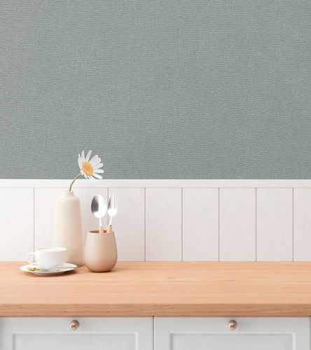 Non-woven wallpaper plain texture modern blue green 79097-5