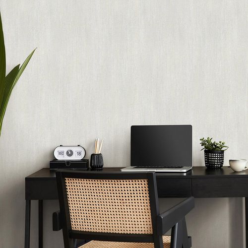 Non-woven wallpaper plain plaster look grey beige 10534-38