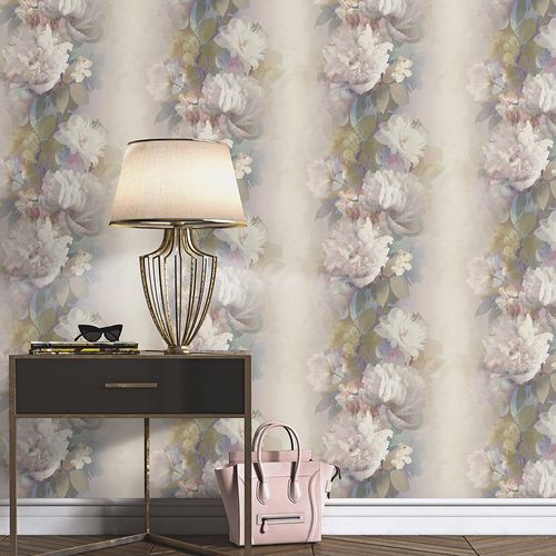 Non-woven wallpaper Floral Vintage Purple Green 10513-09