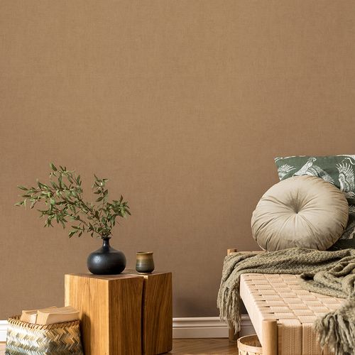 Non-woven wallpaper plain brown glitter 10539-20