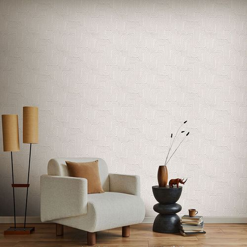 Non-woven wallpaper graphic pattern cream beige 10461-02