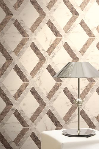 Versace wallpaper diamond pattern marble brown grey 79133-4