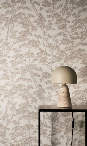 Non-woven wallpaper Floral Trees Cream Beige 79001-2
