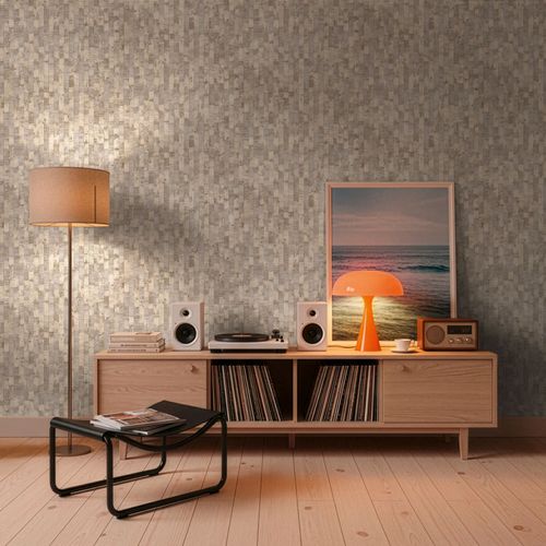Non-woven wallpaper concrete look grey cream 79008-1