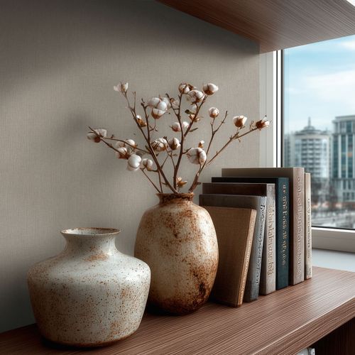 Non-woven wallpaper textile look solid grey 79010-4
