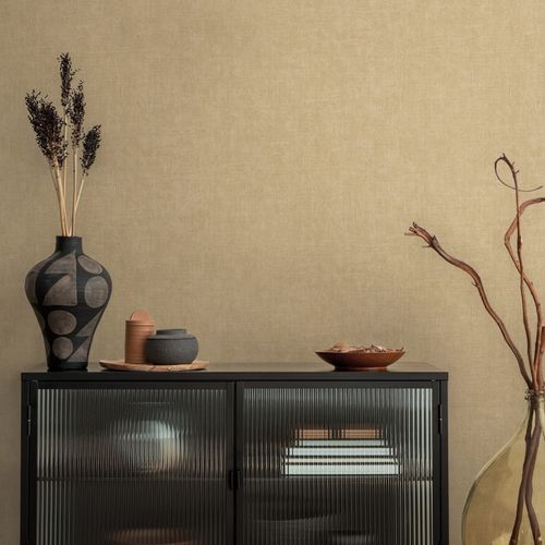 Non-woven wallpaper plain plaster look beige brown 79044-3