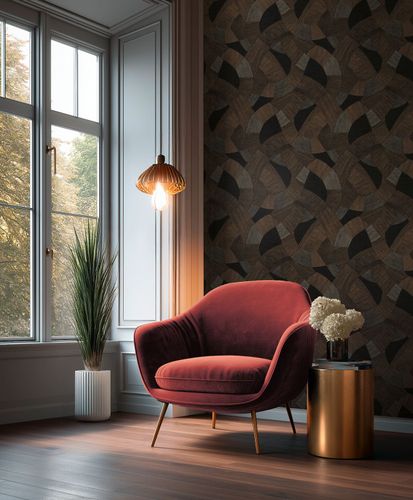 Non-woven wallpaper pattern lines black brown 79160-5
