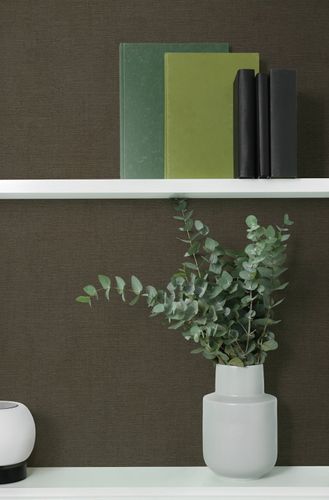 Non-woven wallpaper plain textile look dark brown 79166-4